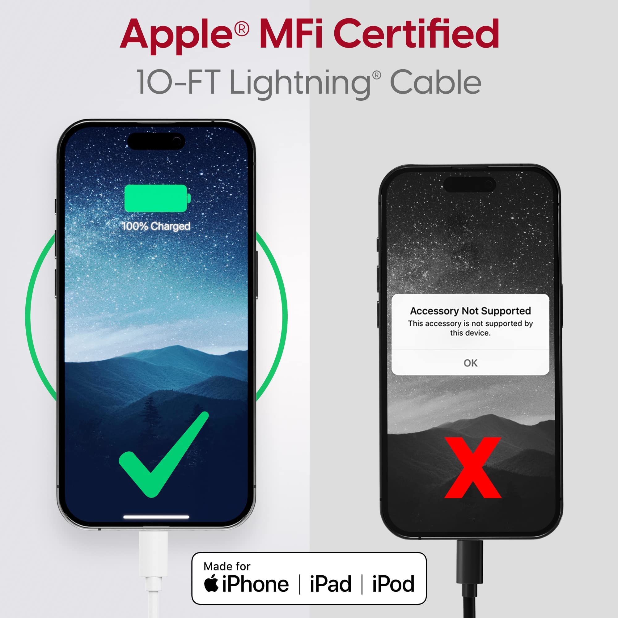 iPhone Charger Lightning Cable 10ft - by TalkWorks | Extra